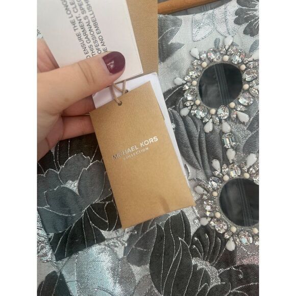 NWD Michael Kors Italy Collection floral print jeweled Dress size 2 - Picture 16 of 16